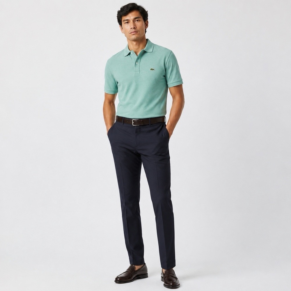 Lacoste slim fit polo shirt men's XL pique cotton mint green preppy golf